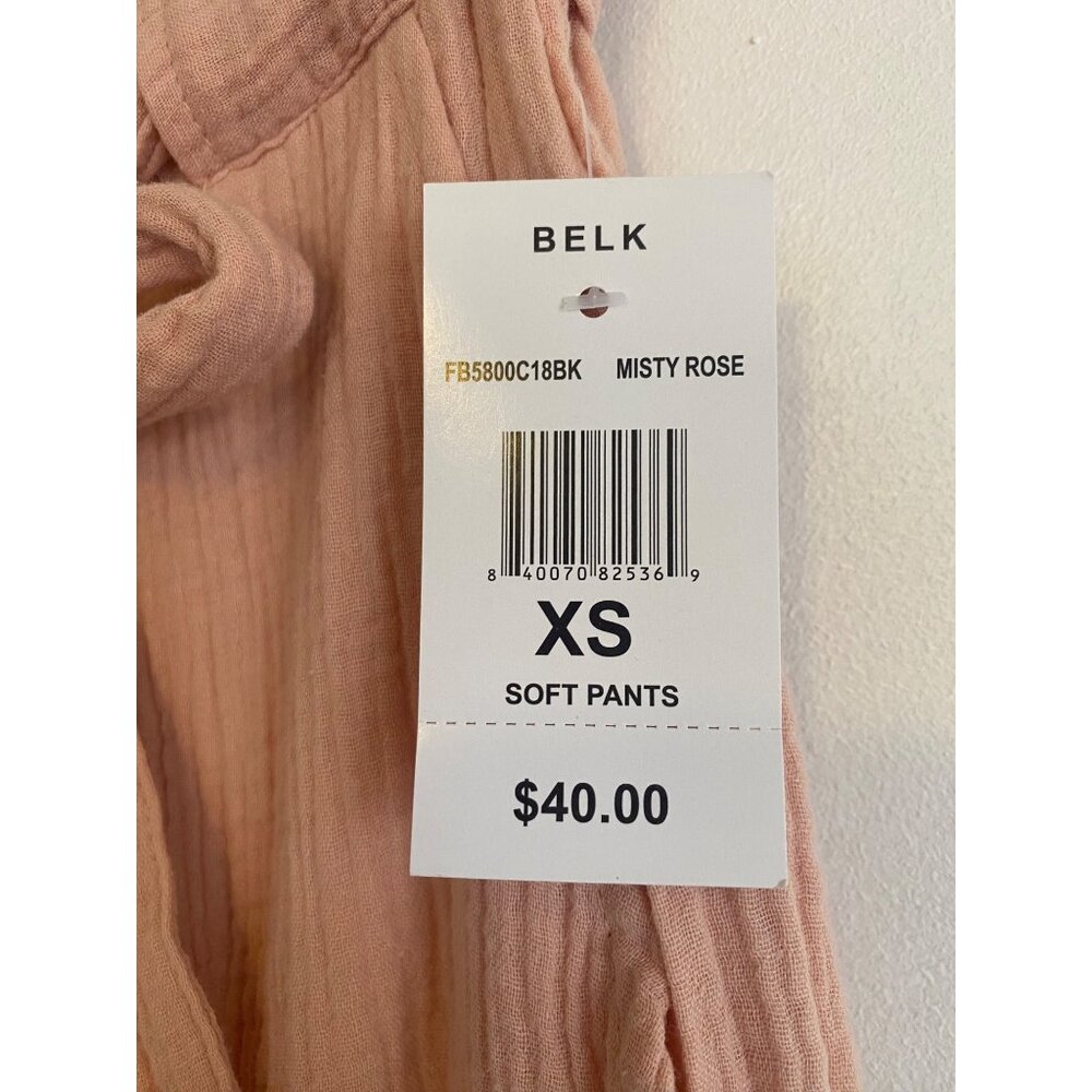Indigo Rein Misty Rose Soft Gauze Cotton Pants XS With Paperbag Waist & Tie Belt - Picture 5 of 5